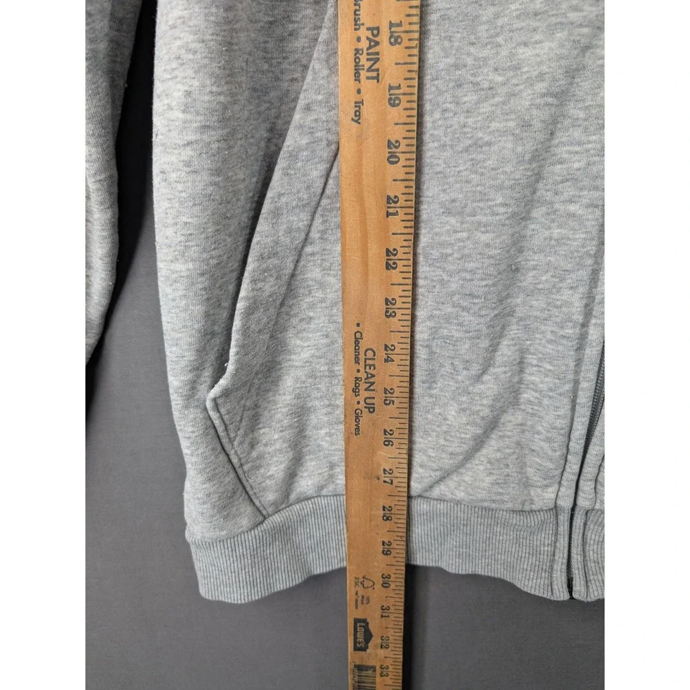 Adidas Mens Gray Essentials 3-Stripes Full Zip Hoodie Sweatshirt Size L 5908
